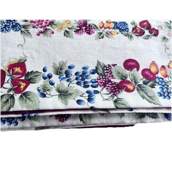 Large Italian Cotton Tablecloth Bordered Fruit R Leami Gigliola Red 68x70 - Picture 5 of 7